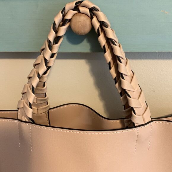 Jules Kae Vegan Leather Tote Bag with shoulder strap in Blush Nude - Picture 3 of 6